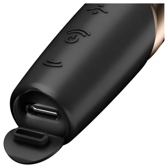 Satisfyer Perfect Kiss - mini vibromasseur rouge à lèvres - noir
