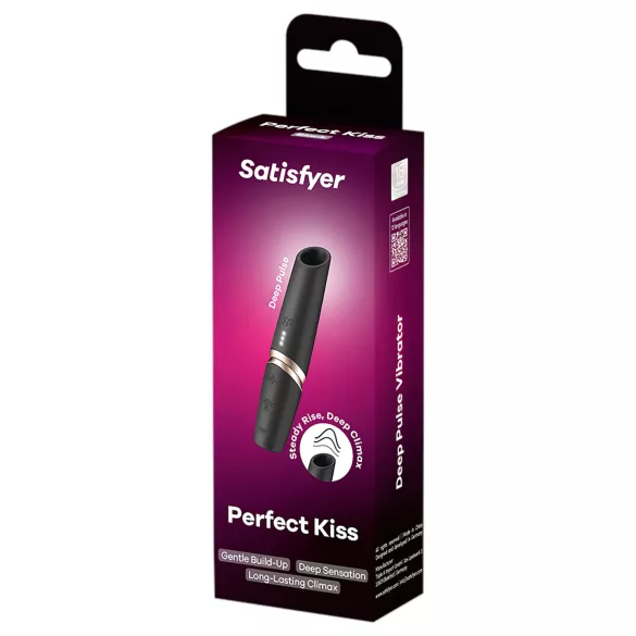 Satisfyer Perfect Kiss - mini vibromasseur rouge à lèvres - noir
