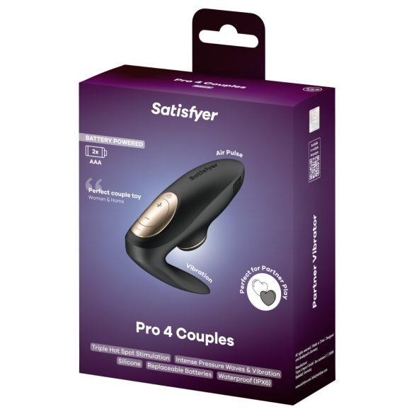 Satisfyer Pro 4 Couples - stimulateur clitoridien duo à ondes d'air - noir