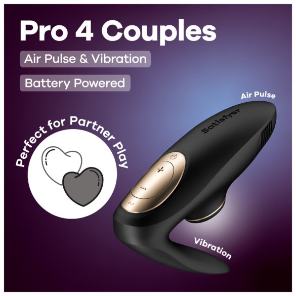 Satisfyer Pro 4 Couples - stimulateur clitoridien duo à ondes d'air - noir
