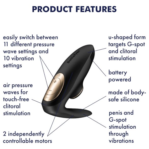 Satisfyer Pro 4 Couples - stimulateur clitoridien duo à ondes d'air - noir
