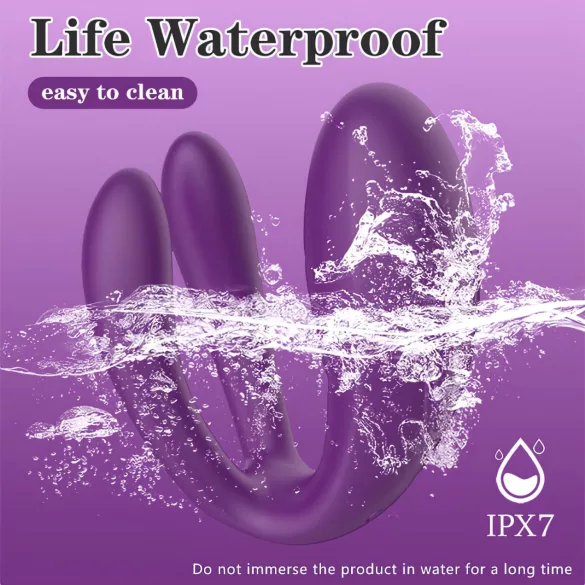 Mrow - vibromasseur couple 3 moteurs étanche rechargeable - silicone violet