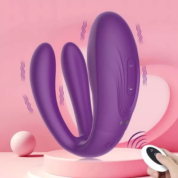 Mrow - vibromasseur couple 3 moteurs étanche rechargeable - silicone violet