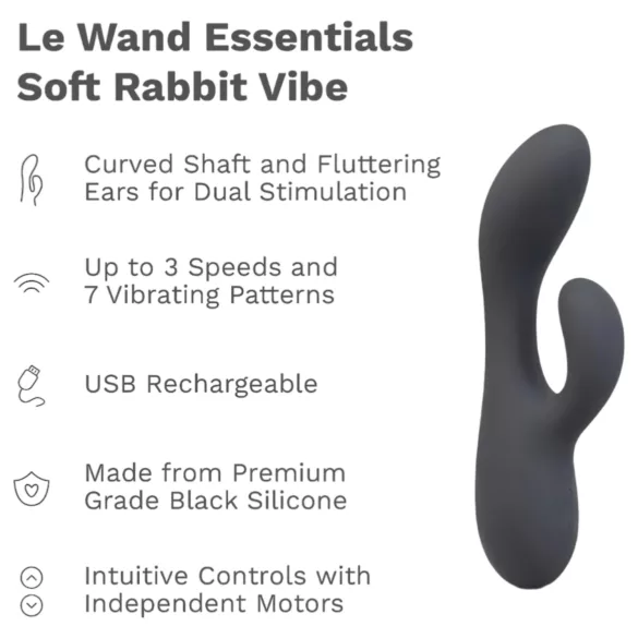 le Wand - vibromasseur rabbit 2 moteurs - bras stimulateur clitoridien noir