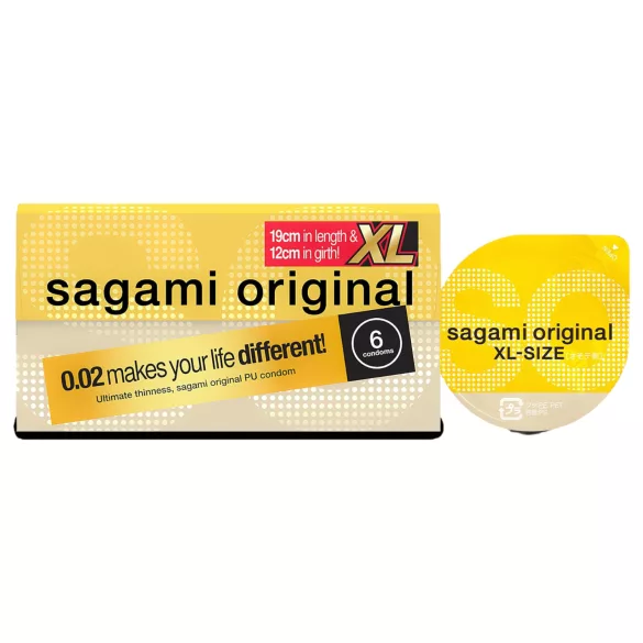 Sagami Original 0,02 XL - préservatif grande taille - 61mm - boîte de 6