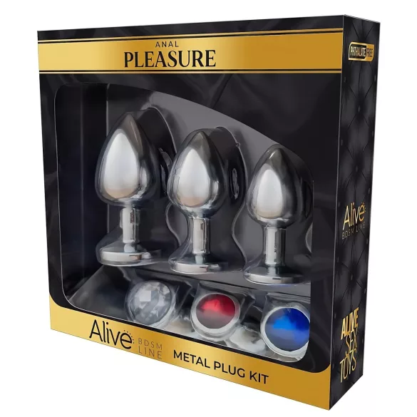 Alive Anal Pleasure - plug anal en métal - set de 3 - argent