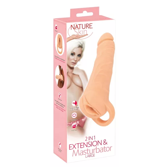 Nature Skin - vagin masturbateur et gaine pénis 2en1 - 23cm - couleur chair