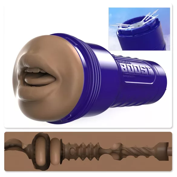 Fleshlight Boost Blow - masturbateur bouche réaliste - marron