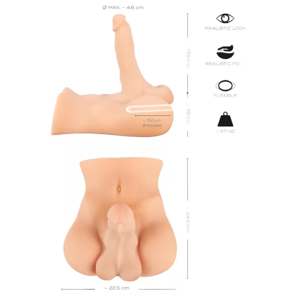 Realistixxx Deluxe Man 02 - torse masculin réaliste - couleur chair