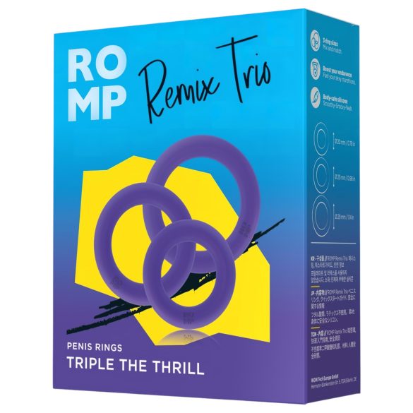 ROMP Remix Trio - set de 3 anneaux péniens - silicone violet