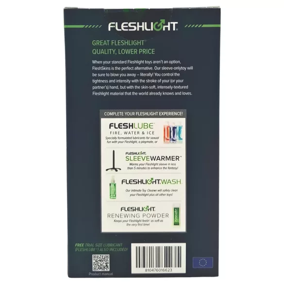 Fleshlight Fleshskins Grip Blue Ice - masturbateur ouvert aux deux extrémités (bleu)