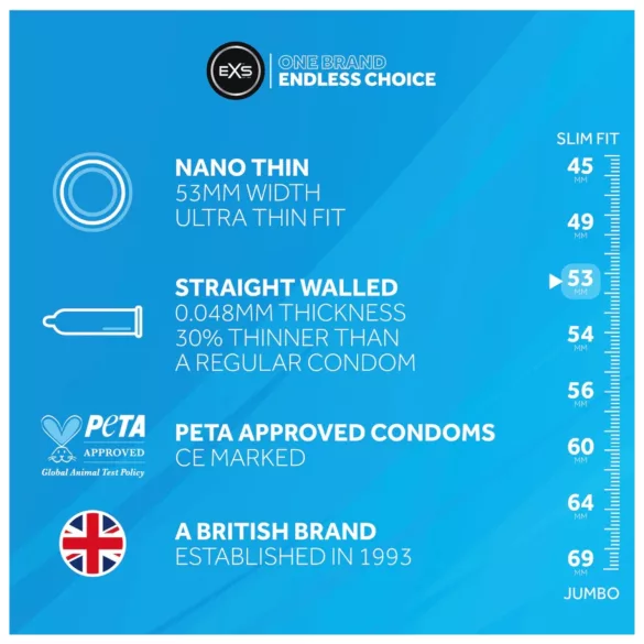 EXS - préservatifs ultra fins - nano thin - boîte de 12