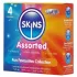 Skins - préservatifs assortis - perlés, naturels, extra fins (4 pcs)