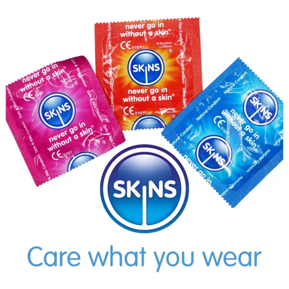Skins - préservatifs assortis - perlés, naturels, extra fins (4 pcs)