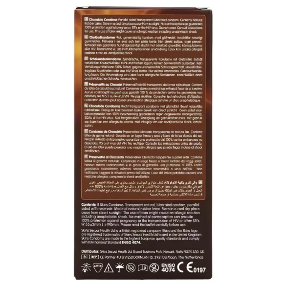 Skins - préservatif goût chocolat - 8 pièces