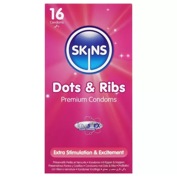 Skins - préservatif nervuré et à picots - boîte de 16