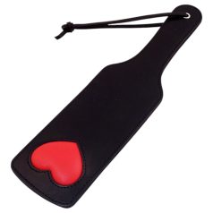 Rouge - paddle en cuir véritable - forme cœur - noir