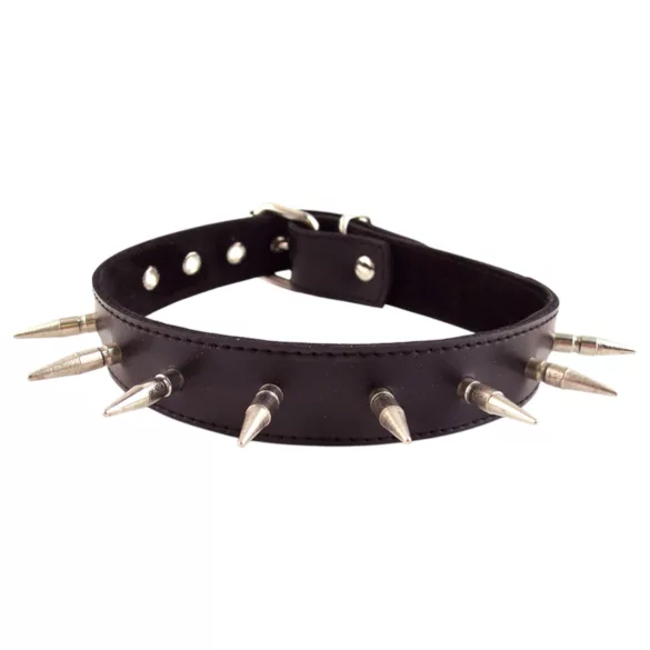 Rouge - collier tour de cou cuir véritable clouté - noir