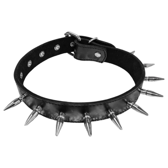 Rouge - collier tour de cou cuir véritable clouté - noir