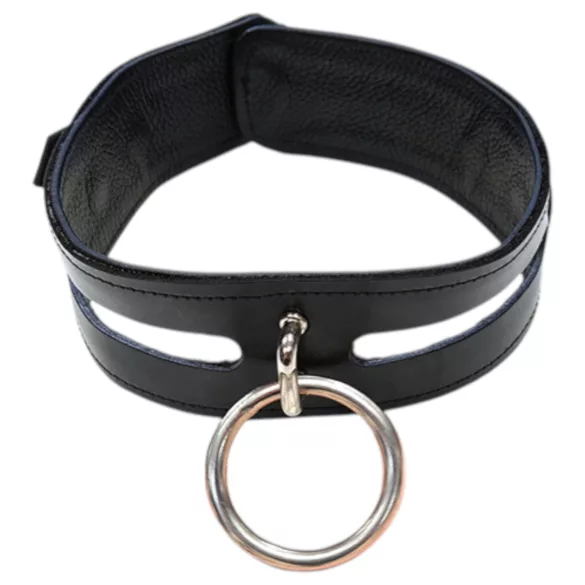 Rouge - collier de cou en cuir véritable - noir