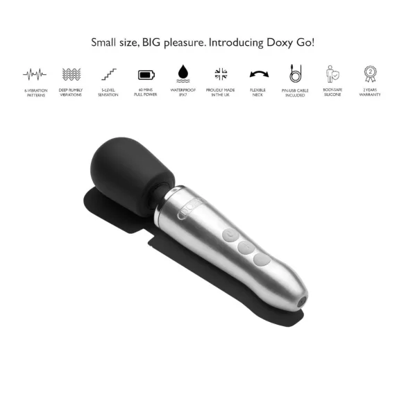 Doxy Go - vibromasseur de massage rechargeable - argent