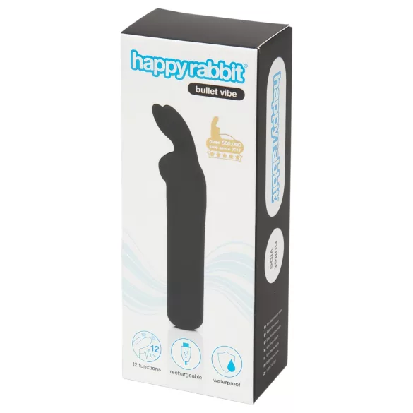 Happyrabbit - mini vibromasseur bullet rechargeable - forme lapin - noir
