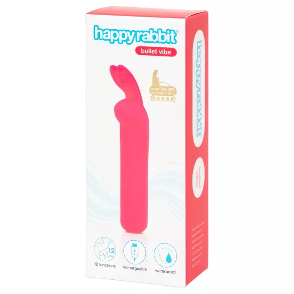 Happyrabbit - mini vibromasseur bullet lapin rechargeable - silicone rose