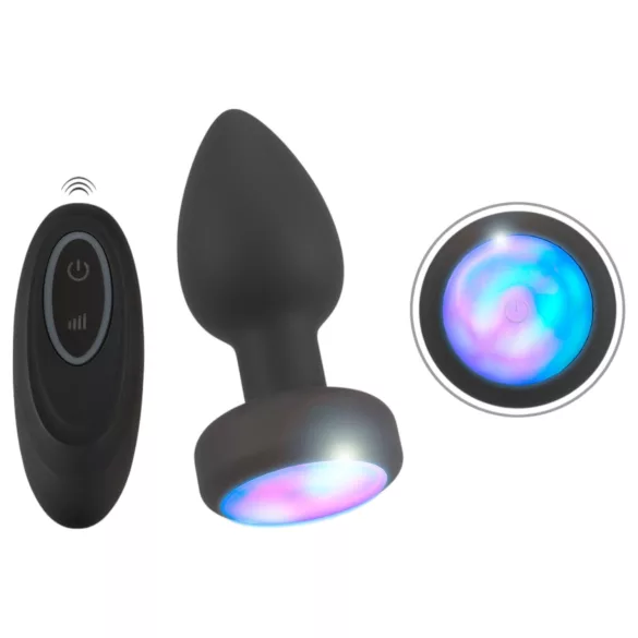 ANOS - plug anal vibrant lumineux - silicone noir