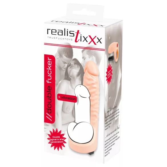 Realistixxx Double Fucker - gode anal vibrant strap-on (couleur chair)