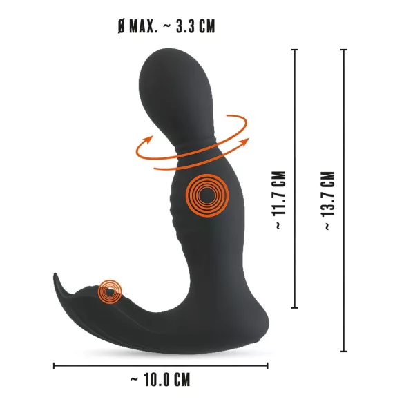 Rebel - vibromasseur prostate télécommandé 2 en 1 - silicone noir