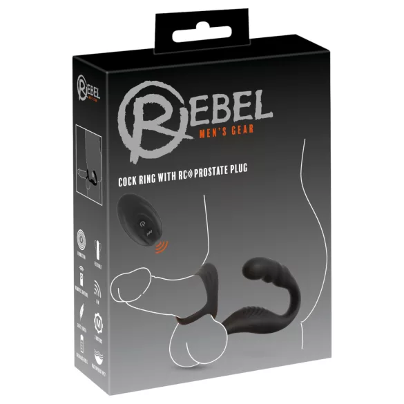 Rebel - stimulateur prostate avec anneau pénis et testicules - noir