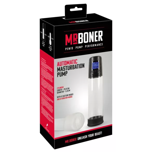 Mister Boner - pompe à pénis automatique rechargeable (noir‑transparent)