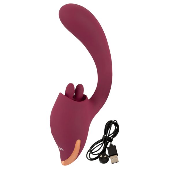 Javida - vibromasseur 2en1 langue stimulante - silicone rouge