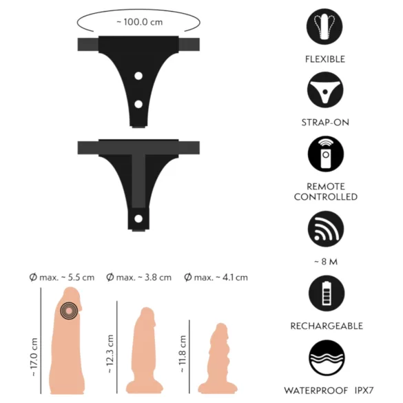 You2Toys - gode ceinture harnais - set complet - couleur chair