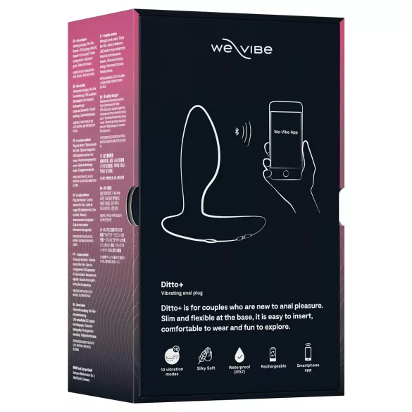 We-Vibe Ditto+ - plug anal vibrant connecté rechargeable - silicone noir