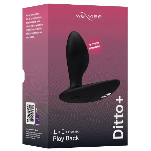 We-Vibe Ditto+ - plug anal vibrant connecté rechargeable - silicone noir