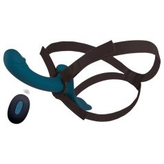   You2Toys - gode ceinture vibrant avec harnais - silicone noir bleu