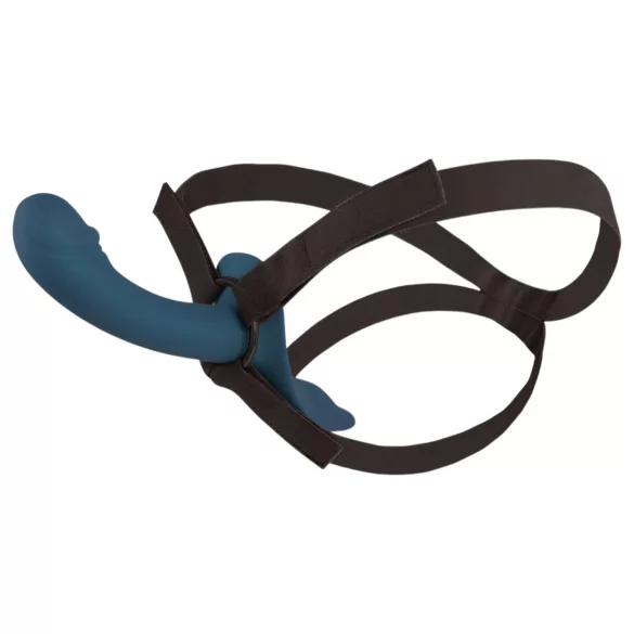 You2Toys - gode ceinture vibrant avec harnais - silicone noir bleu