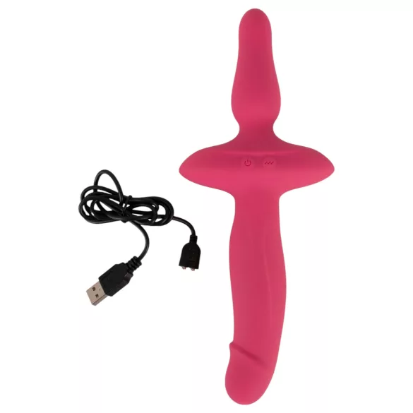 Couples Choice - vibromasseur 2 en 1 et plug anal - silicone rose