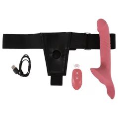   You2Toys - gode ceinture vibrant - set complet - silicone rouge