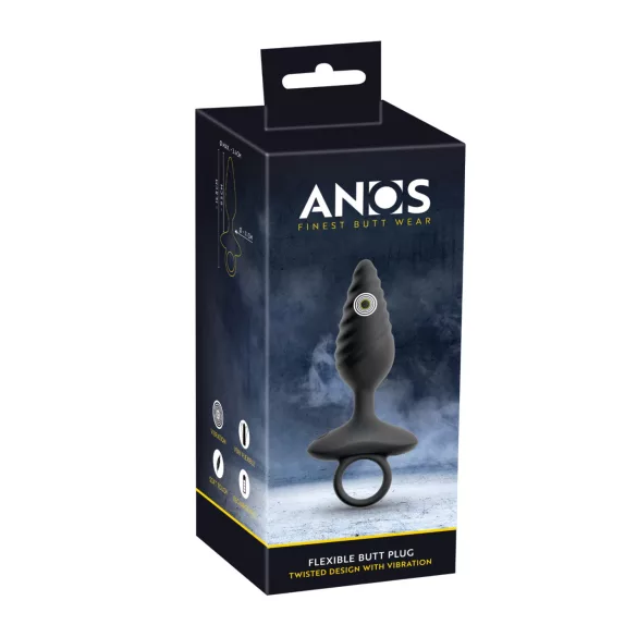 ANOS - plug anal vibrant texturé - silicone noir