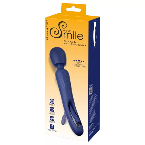 Smile - Vibromasseur 2-en-1 avec langue (bleu)