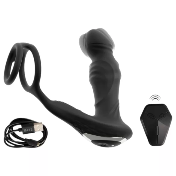 Rebel - stimulateur prostate vibrant à piston - silicone noir