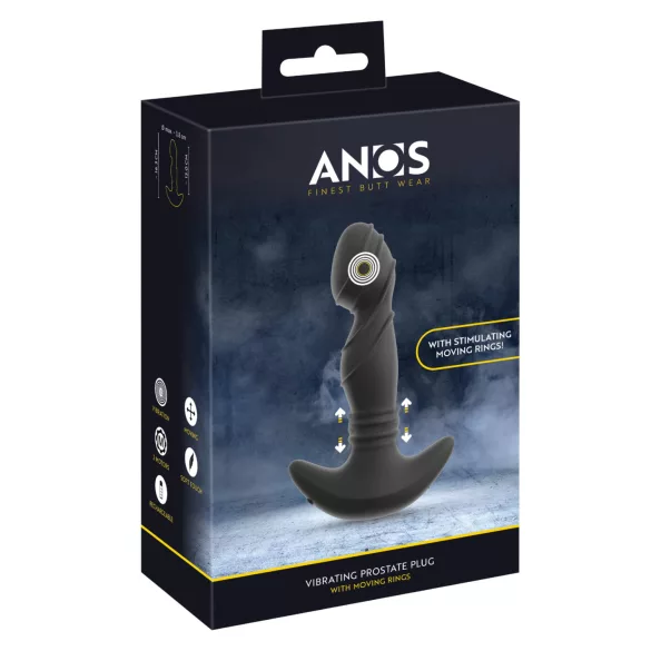 ANOS - stimulateur prostatique vibrant avec anneau - silicone noir