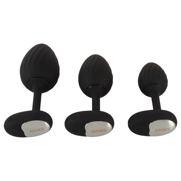 ANOS - plug anal vibrant - set de 3 - silicone noir