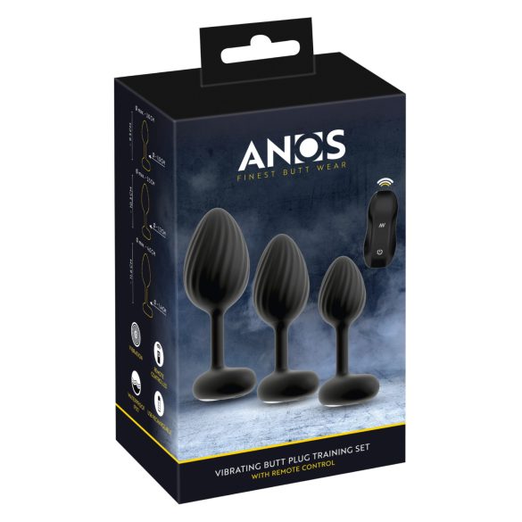 ANOS - plug anal vibrant - set de 3 - silicone noir
