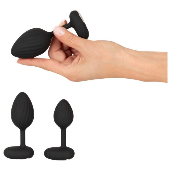 ANOS - plug anal vibrant - set de 3 - silicone noir