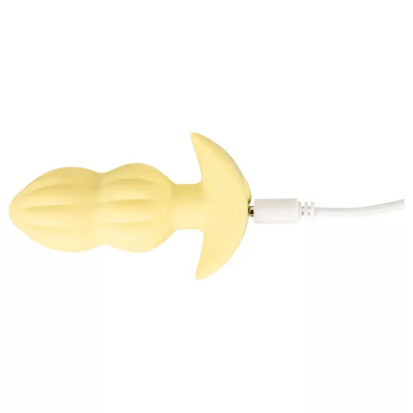Cuties Mini - plug anal vibrant nervuré - silicone jaune