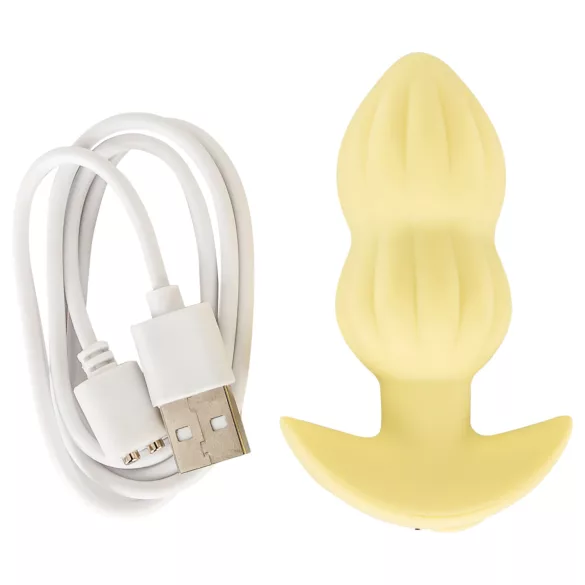 Cuties Mini - plug anal vibrant nervuré - silicone jaune
