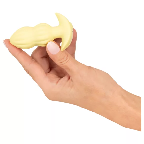 Cuties Mini - plug anal vibrant nervuré - silicone jaune